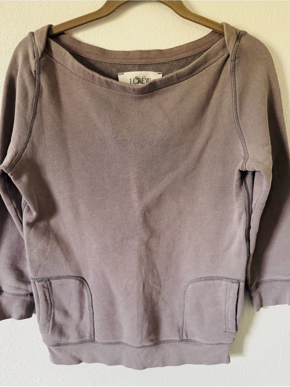 J. Crew Vintage French Terry Dusty Grey Crewneck Sweater Size Small
